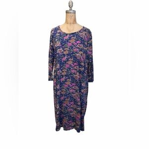 The Vermont Country Store Floral Print Cotton A-Line Women's Dress 1X Cottage